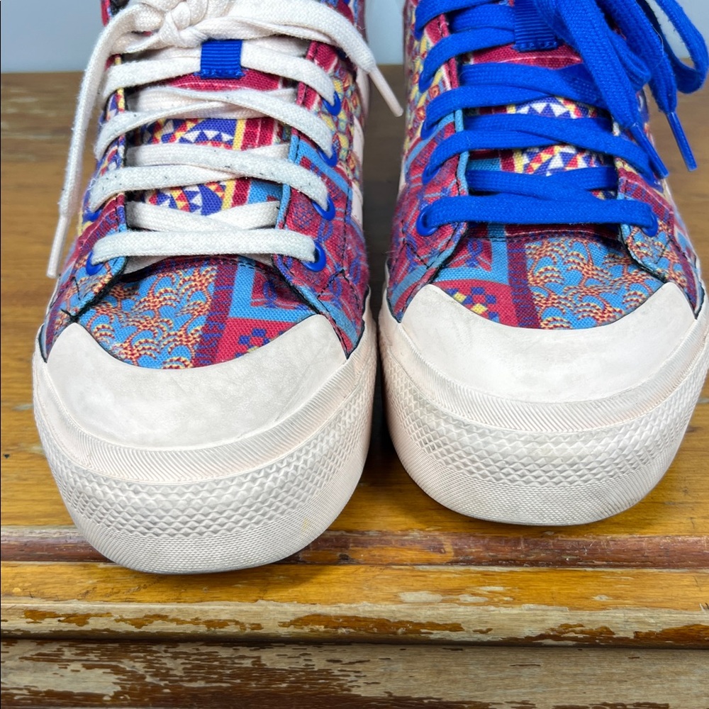 Adidas Women's Multicolor Patchwork High-Top Sneakers with Blue Trim - Picture 6 of 8